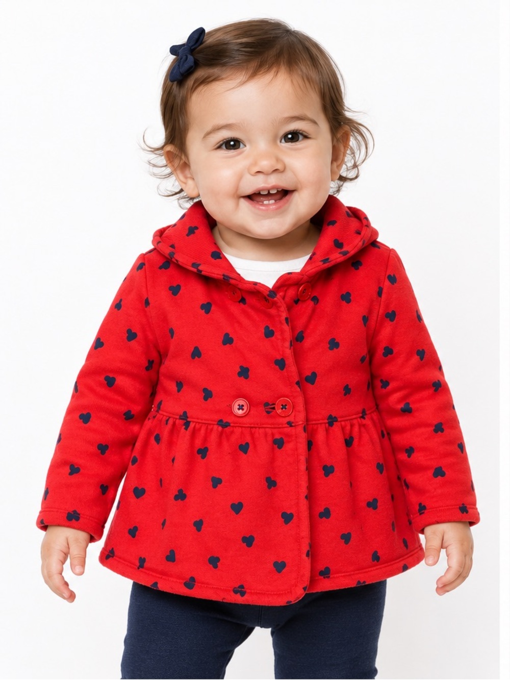 Carter’s Baby Girl Red Heart Print Cotton Cardigan Jacket Size 12 Months